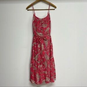 Lucky Brand Pink Paisley Midi Dress with pockets